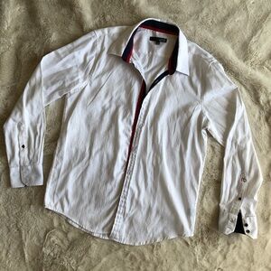 Harve Benard LONG SLEEVE MENS SHIRTS size Large white 55 % COTTON